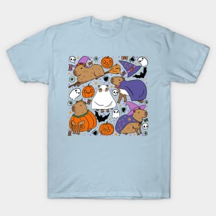 Cute halloween capybaras illustration T-Shirt